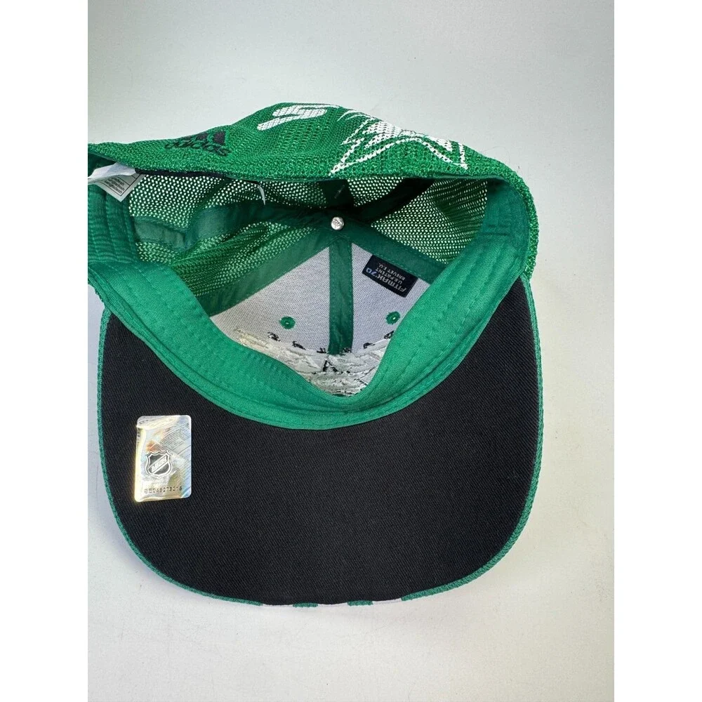 Adidas Dallas Stars NHL Structured Flex Hat Green S/M FitMax 70 Sample Cap NWT